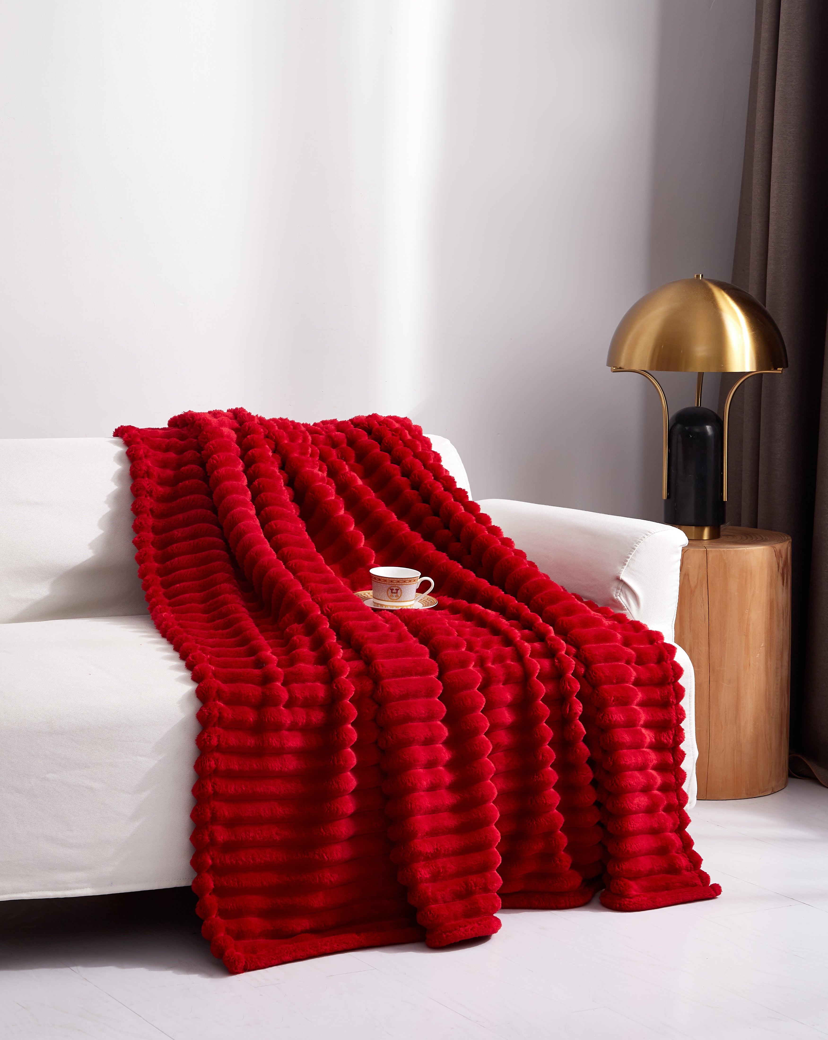 Fleece Throw Blanket Twin Size | 300GSM Super Soft Lightweight Plush Striped