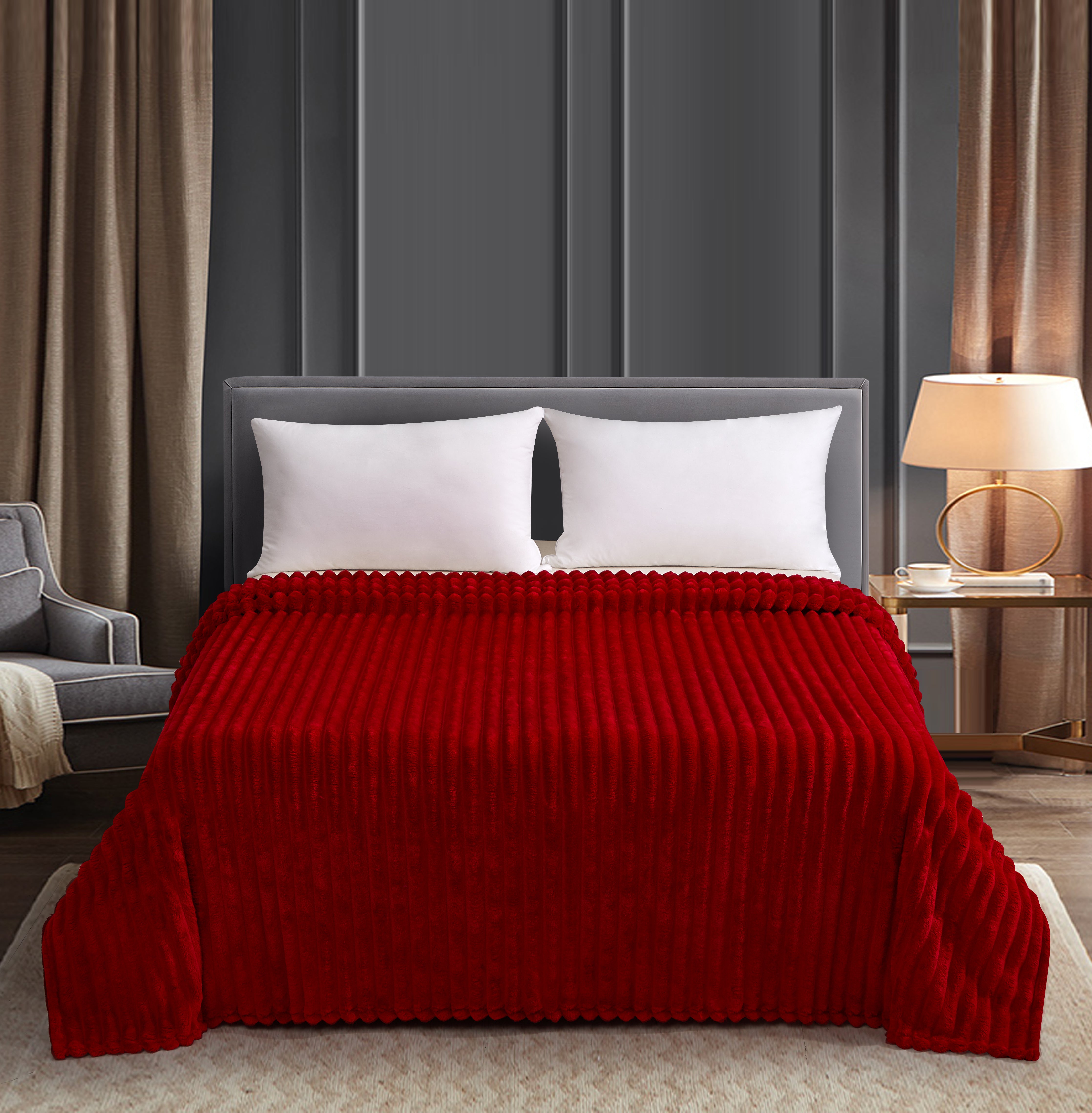 Fleece Throw Blanket Twin Size | 300GSM Super Soft Lightweight Plush Striped