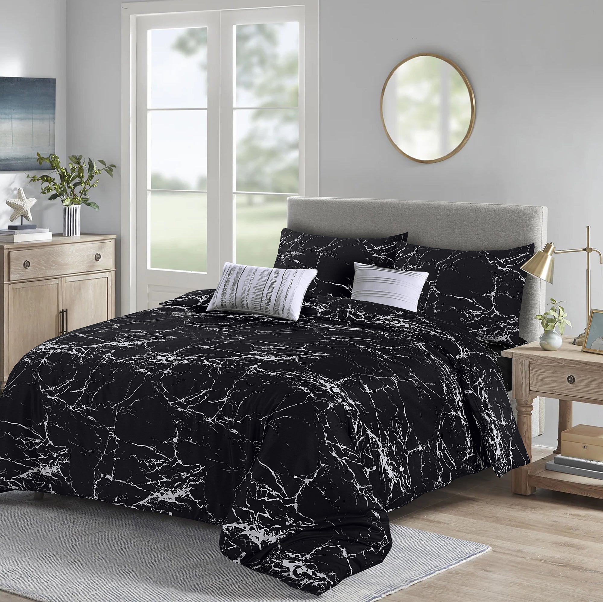 4 Piece Duvet Cover with Fitted sheet & Pillow Case Quilt Cover Bedding Set