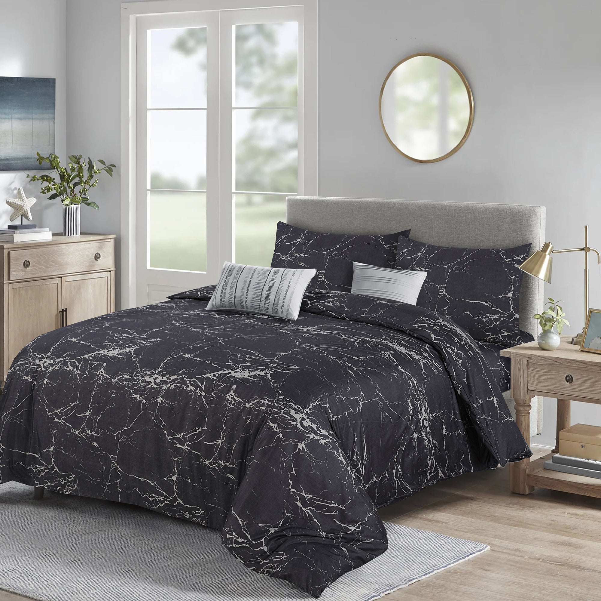 4 Piece Duvet Cover with Fitted sheet & Pillow Case Quilt Cover Bedding Set
