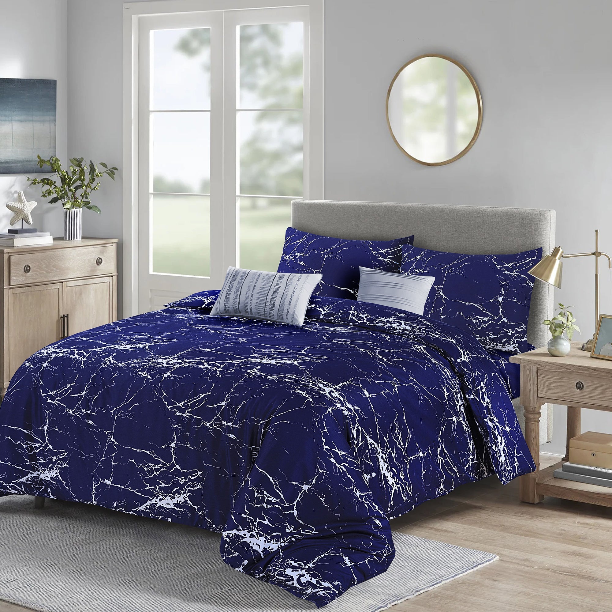 4 Piece Duvet Cover with Fitted sheet & Pillow Case Quilt Cover Bedding Set