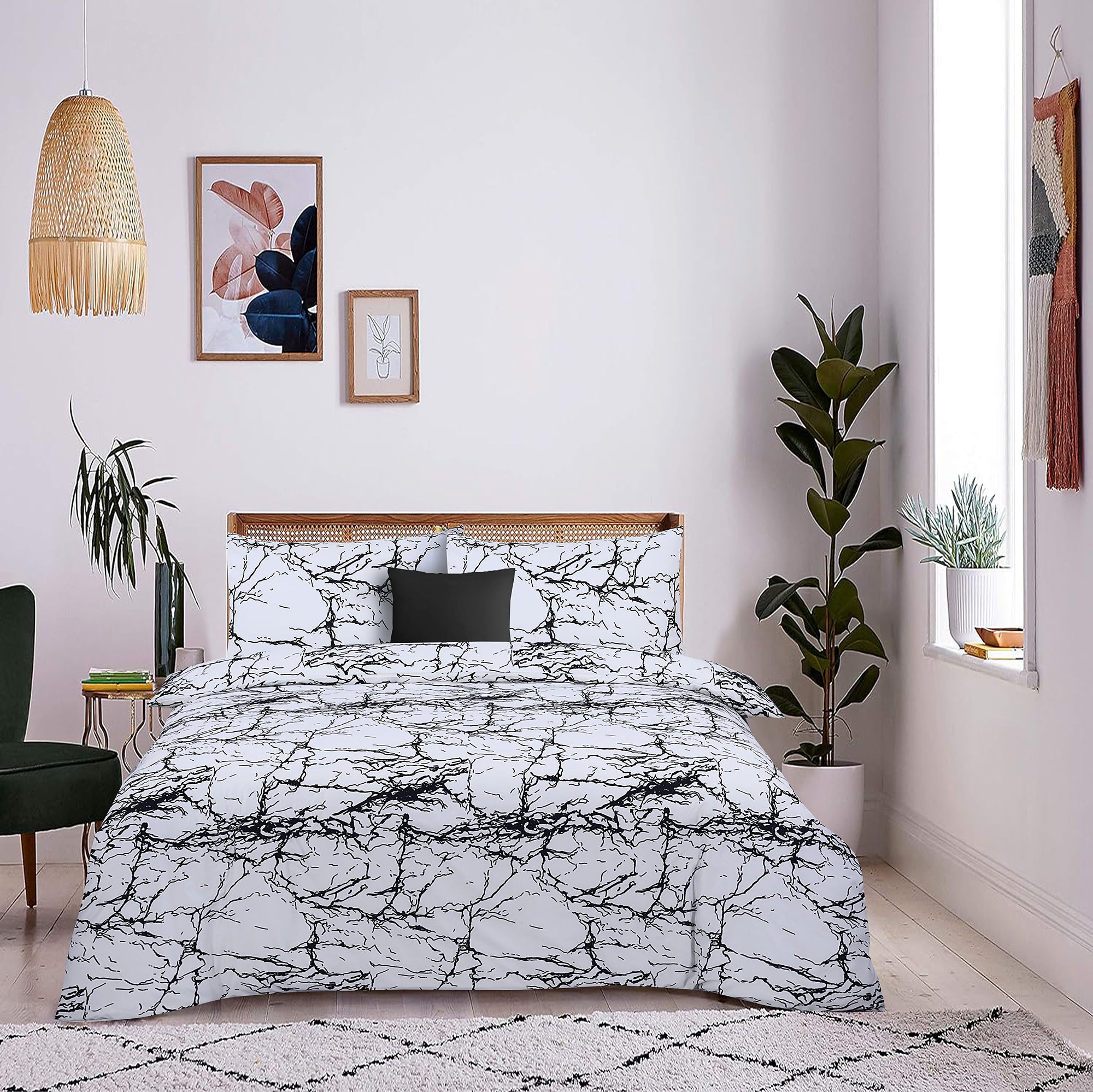 4 Piece Duvet Cover with Fitted sheet & Pillow Case Quilt Cover Bedding Set