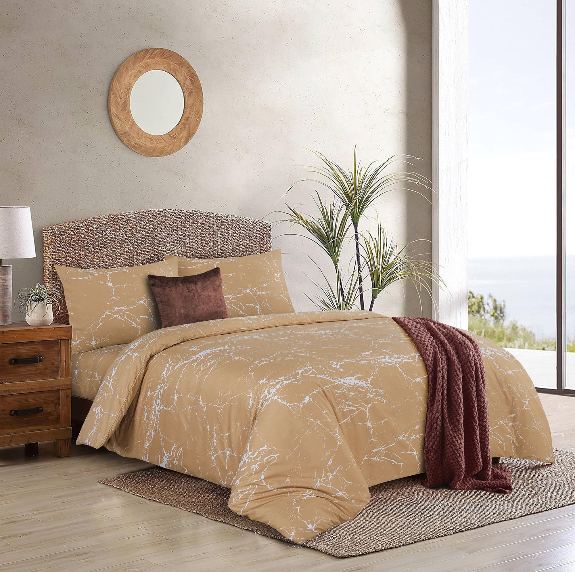 4 Piece Duvet Cover with Fitted sheet & Pillow Case Quilt Cover Bedding Set