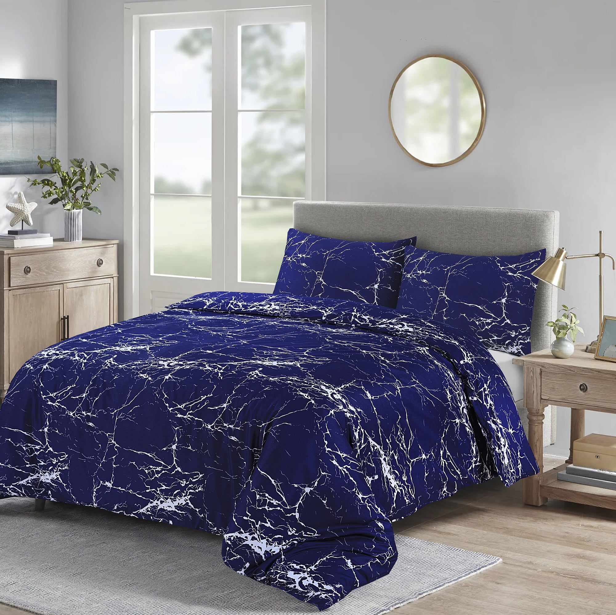 4 Piece Duvet Cover with Fitted sheet & Pillow Case Quilt Cover Bedding Set