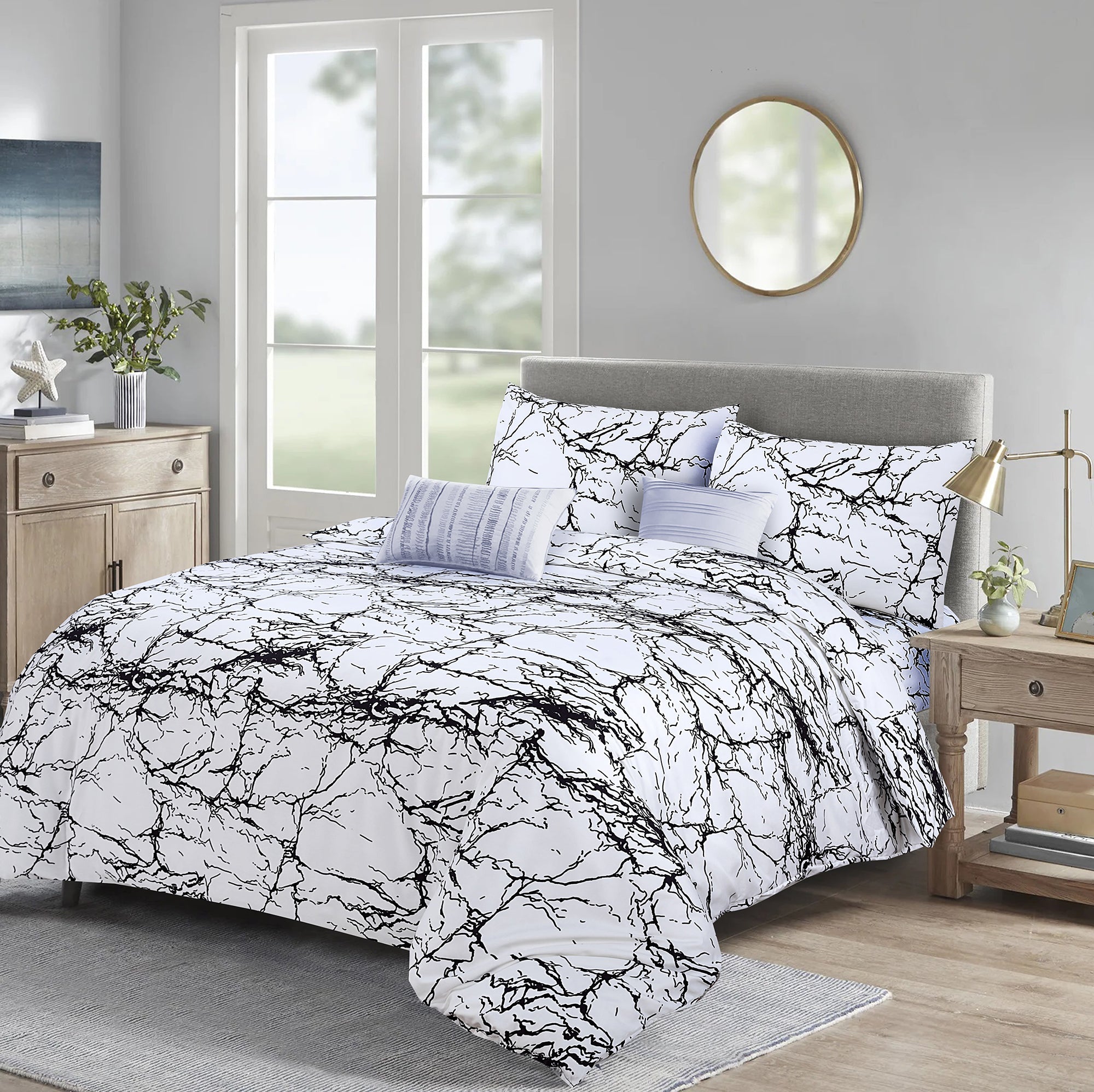 4 Piece Duvet Cover with Fitted sheet & Pillow Case Quilt Cover Bedding Set