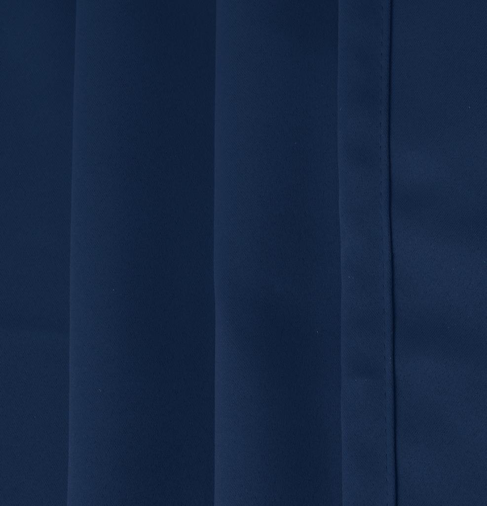 Pair of EYELET Ring Top Thermal BLACKOUT LINED Plain Curtains + Tie Backs Navy