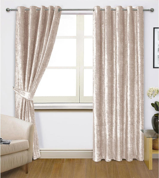 CRUSHED VALVET BEIGE COLOUR CURTAIN