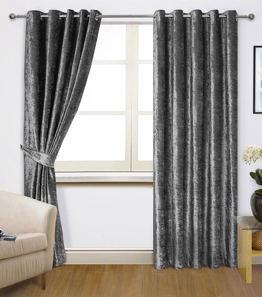 CRUSHED VALVET BLACK COLOUR CURTAIN