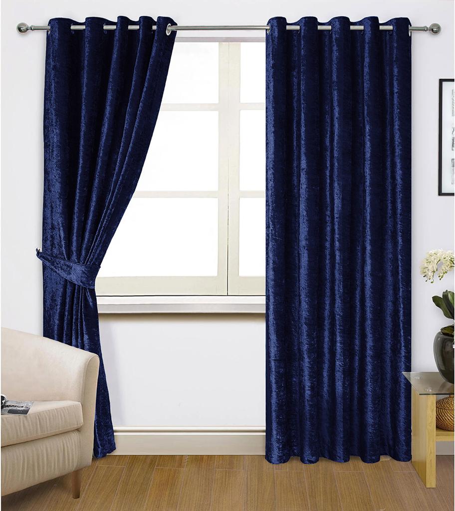 CRUSHED VALVET BLACK COLOUR CURTAIN