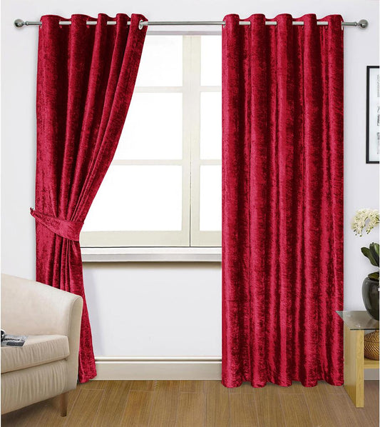 CRUSHED VALVET RED COLOUR CURTAIN