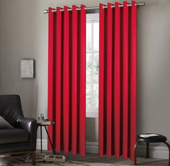 Pair of EYELET Ring Top Thermal BLACKOUT LINED Plain Curtains + Tie Backs