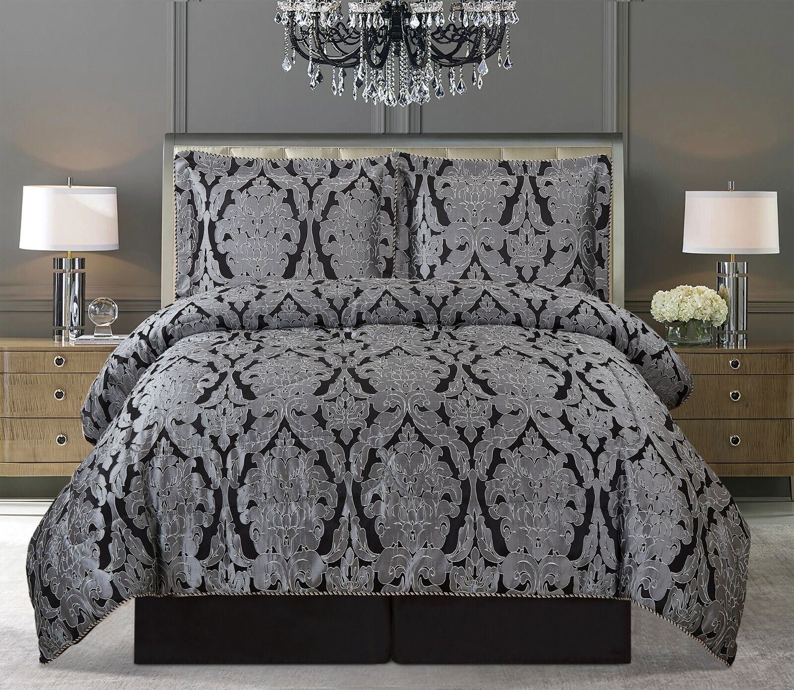 3 PC Quilted Jacquard Bedspread Quilted Comforter Bedding Set Pillows & Cushions