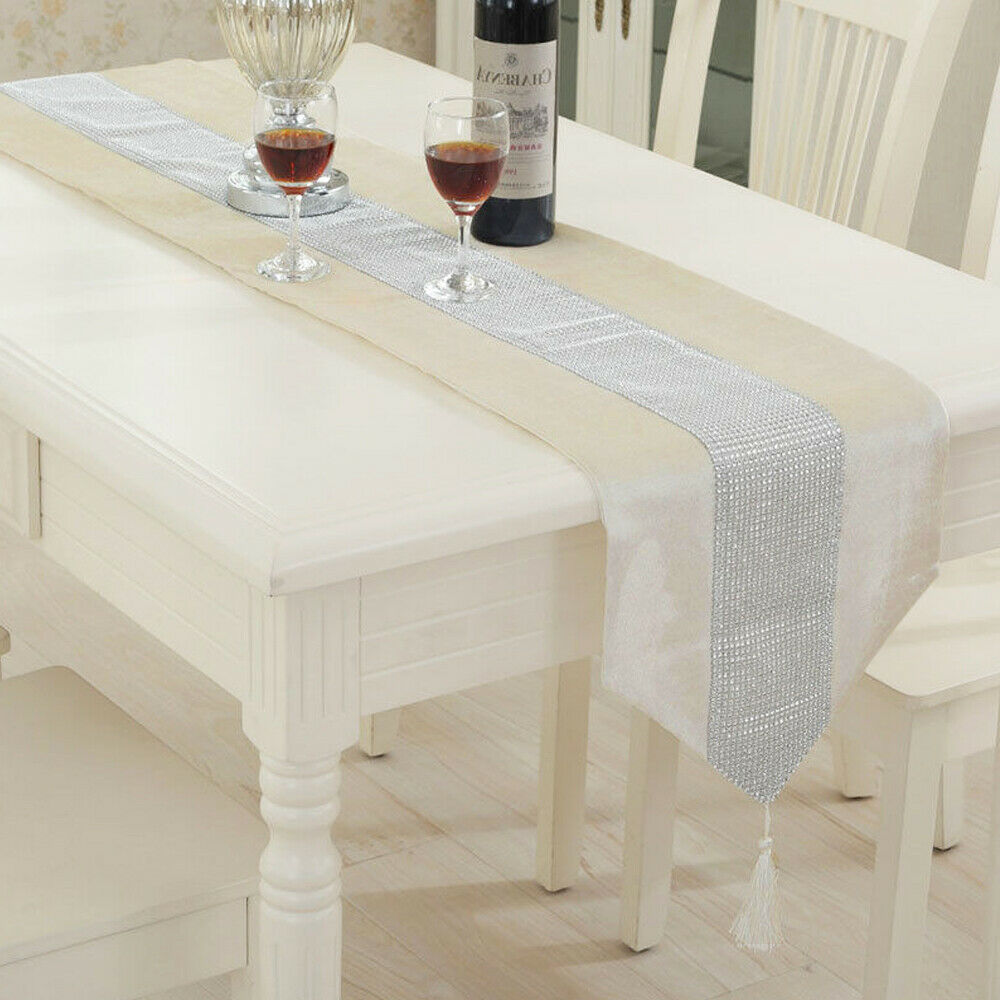 DIAMANTE TABLE RUNNERS GREY