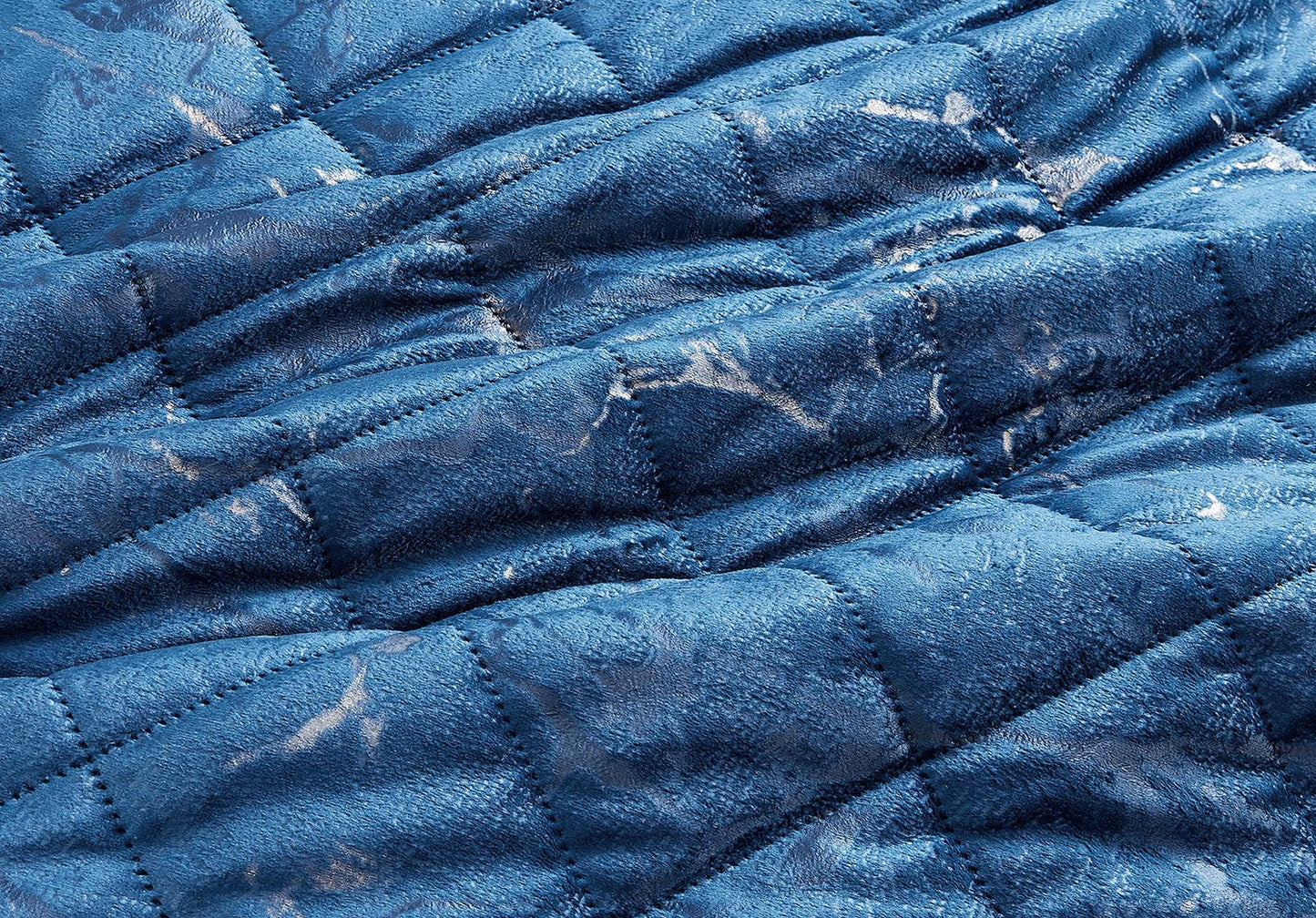 New 3 Pcs Navy blue Marble Bedspread