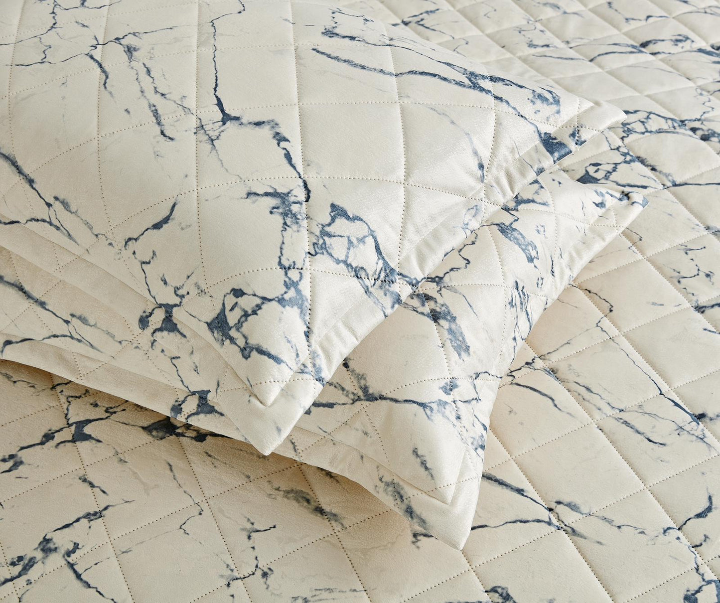 New 3 Pcs Navy blue Marble Bedspread