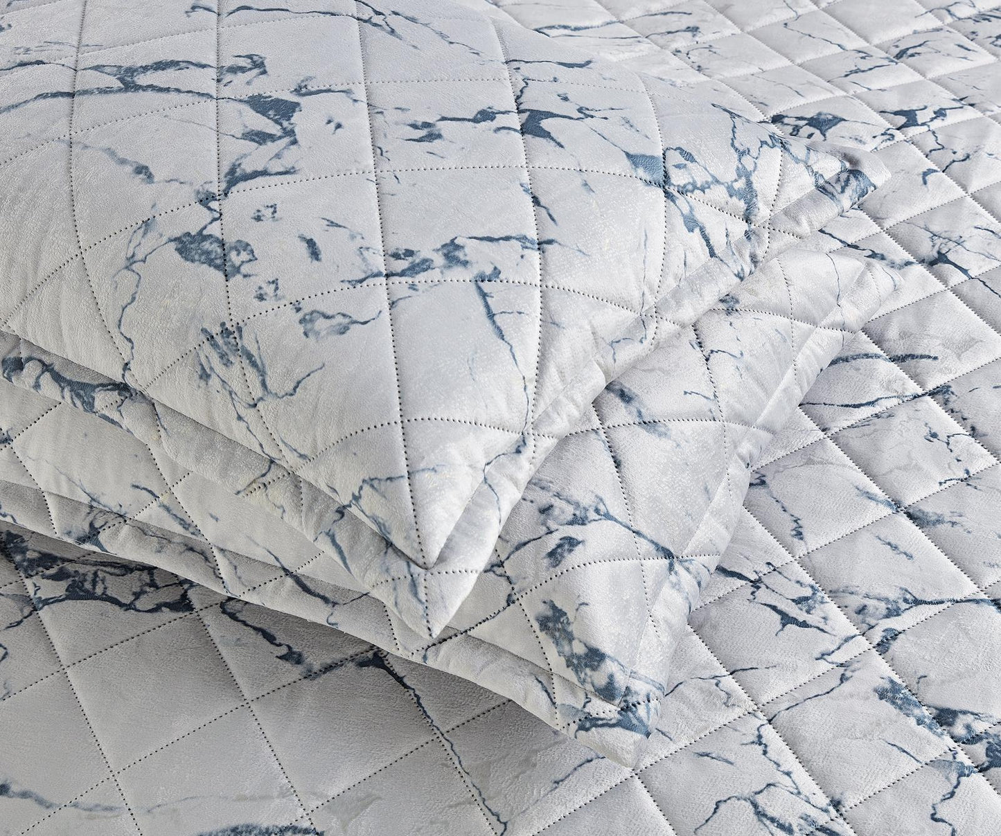 New 3 Pcs Grey Marble Bedspread