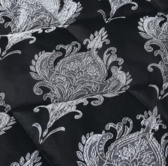 3 PC Quilted Jacquard Bedspread Quilted Comforter Bedding Set Pillows & Cushions (Emma Black)