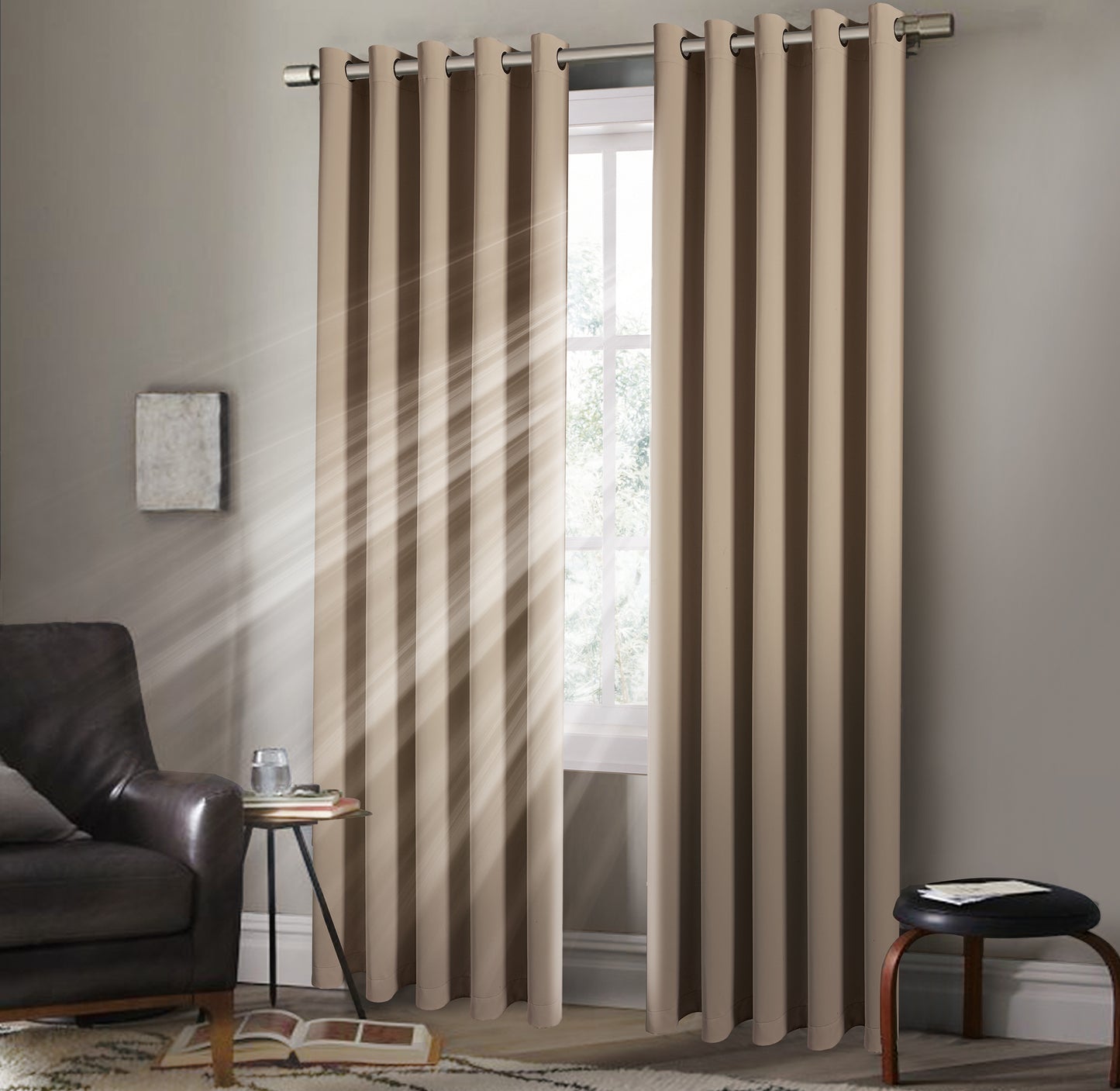 Eyelet Blackout BEIGE COLOUR Thermal Curtains