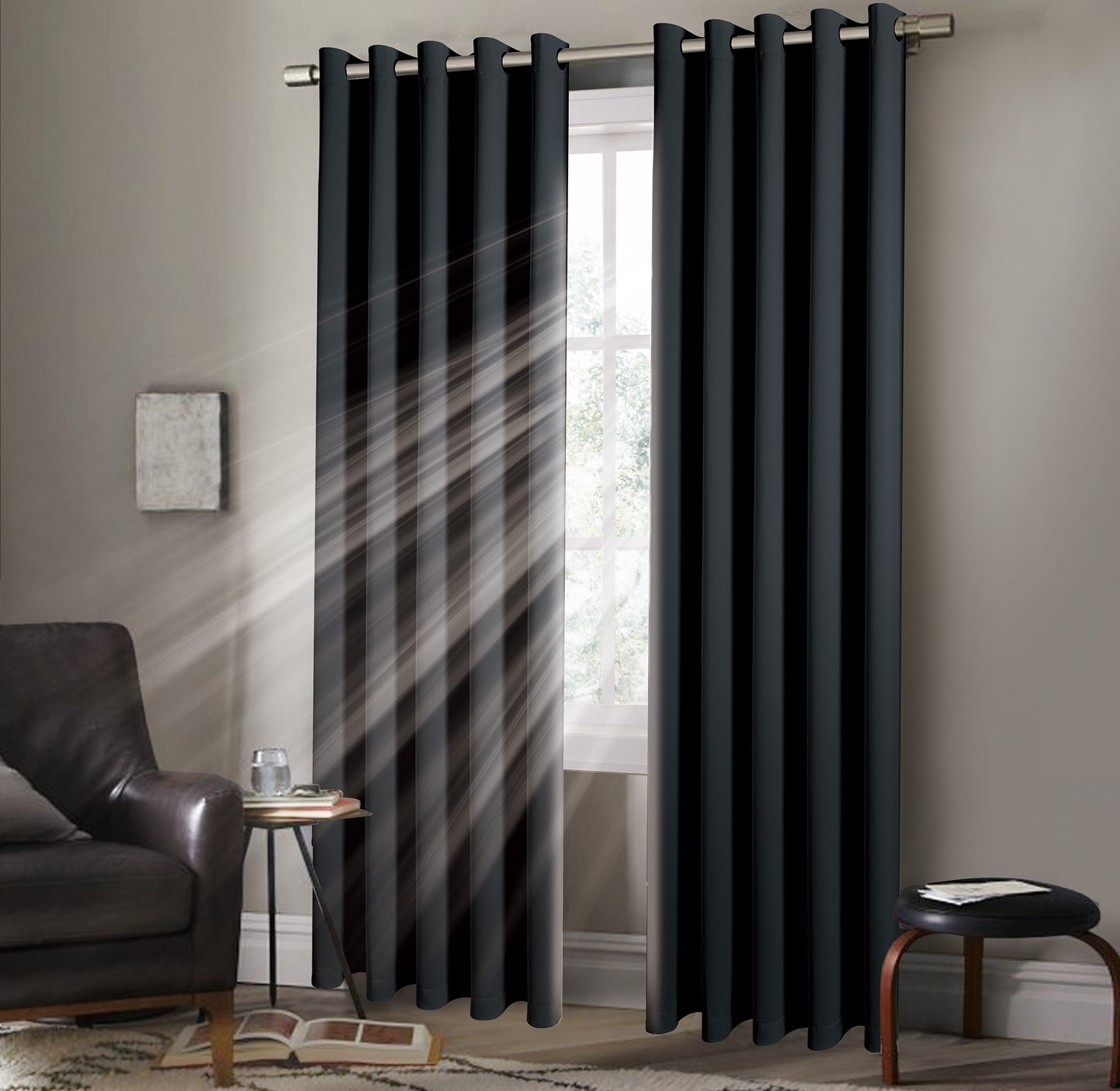 Eyelet Blackout BEIGE COLOUR Thermal Curtains