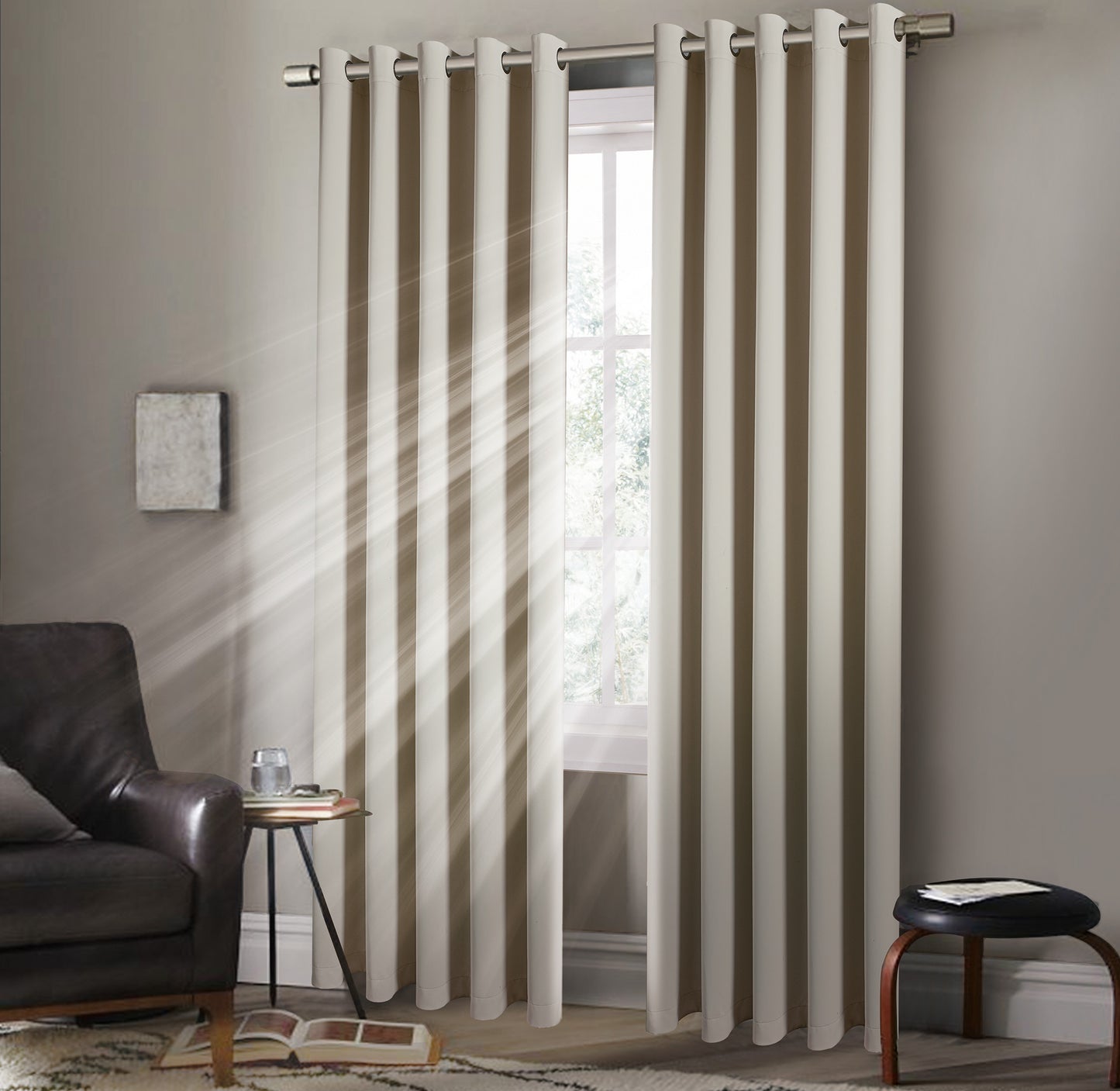 Eyelet Blackout BEIGE COLOUR Thermal Curtains