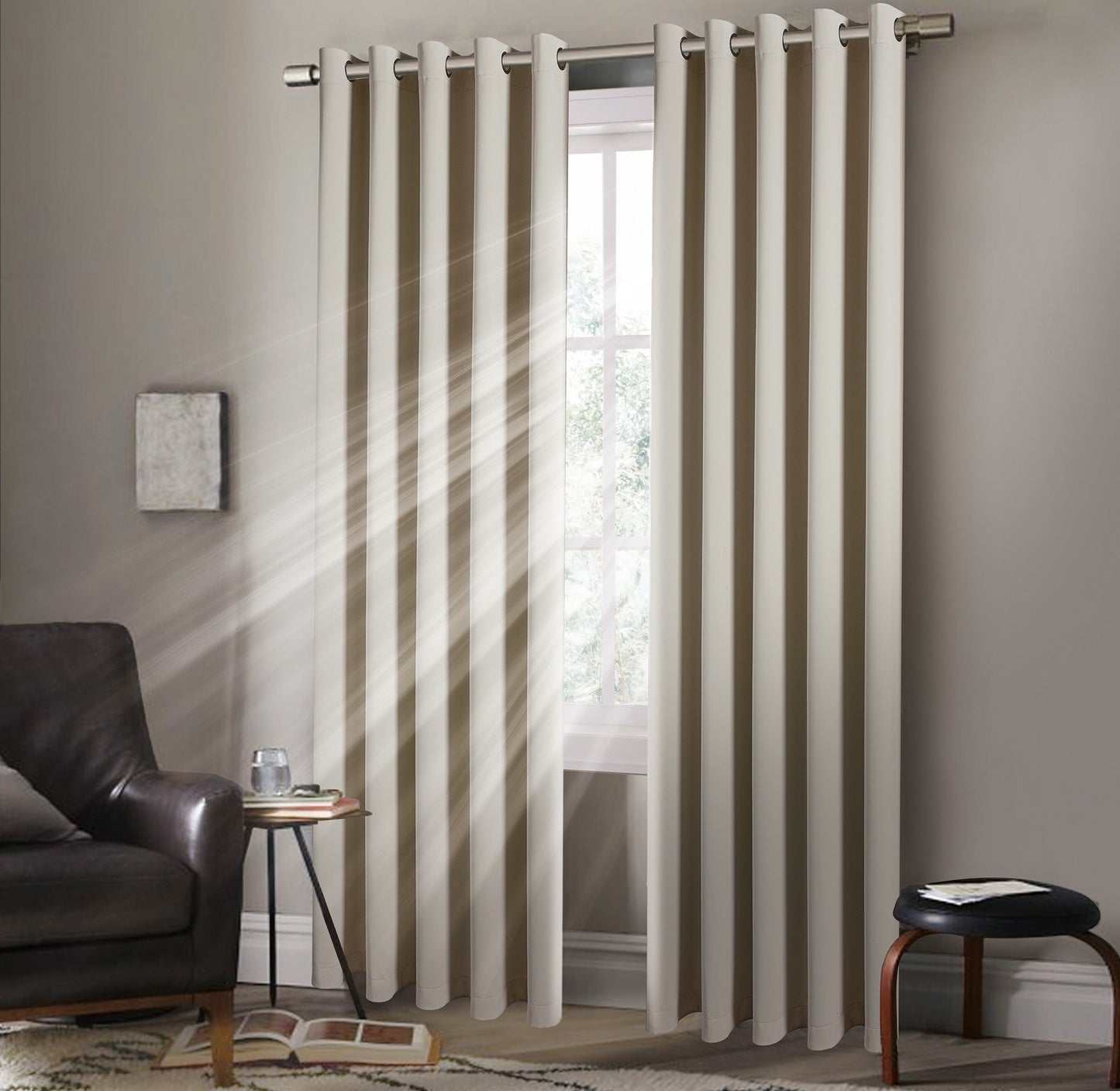 Eyelet Blackout CREAM COLOUR Thermal Curtains