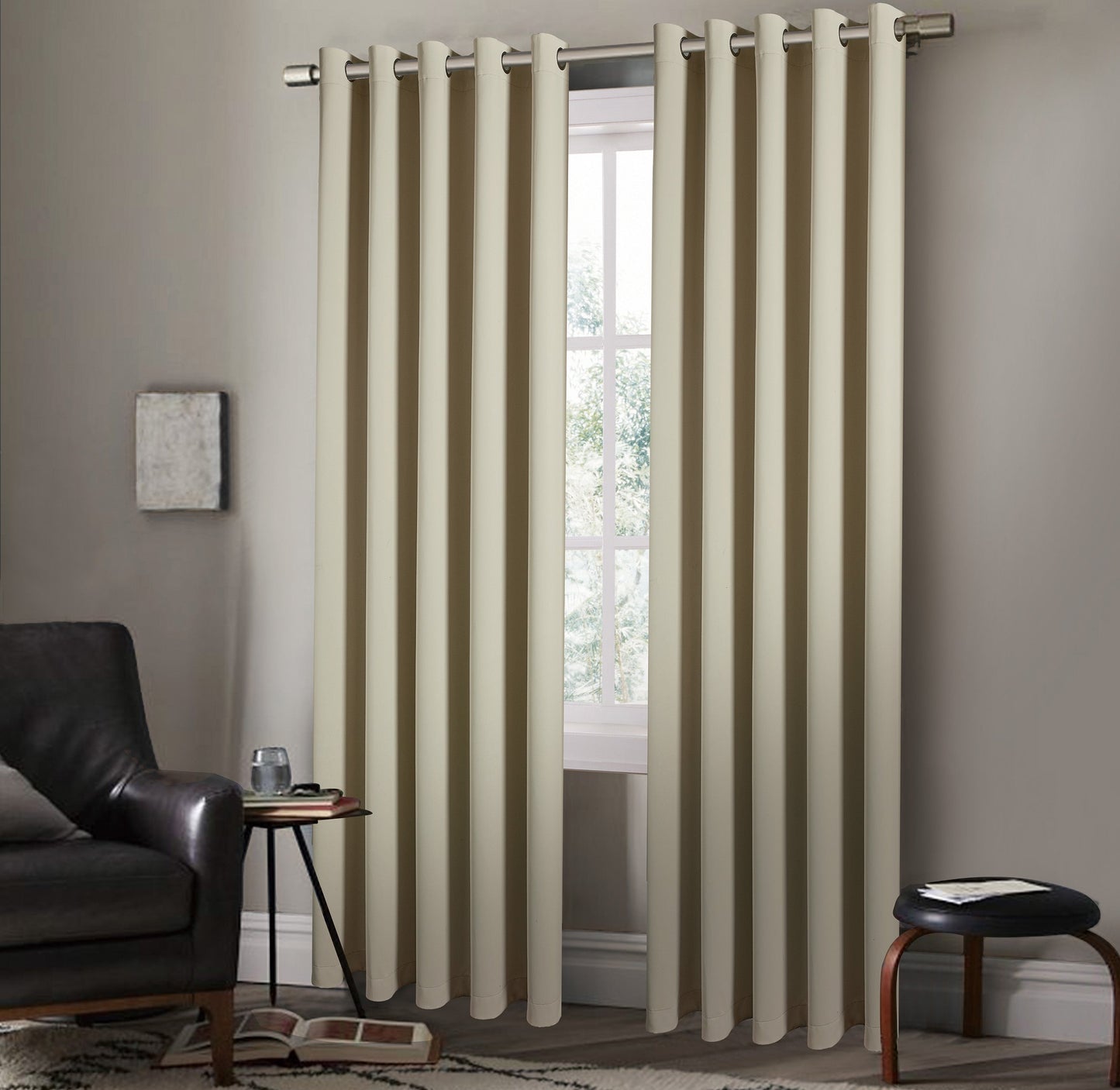 Eyelet Blackout CREAM COLOUR Thermal Curtains