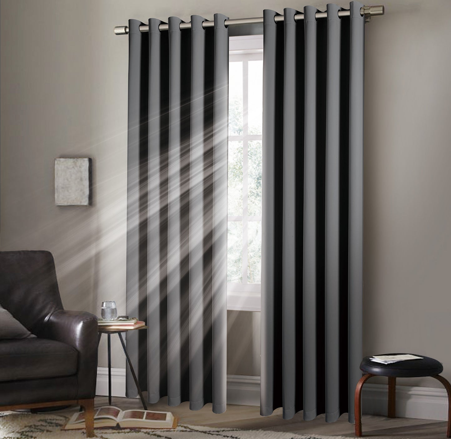 Eyelet Blackout BEIGE COLOUR Thermal Curtains