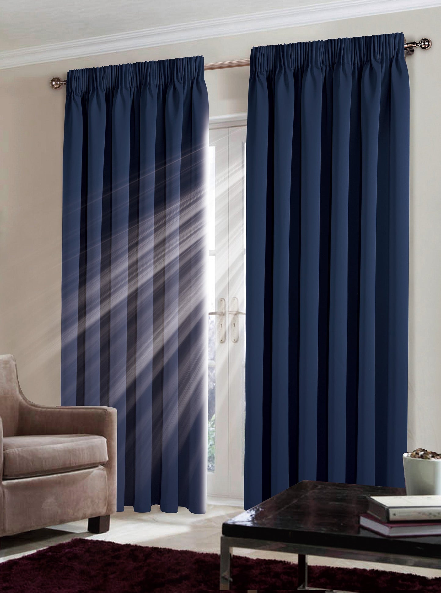 Blackout Pencil pleat CREAM COLOUR Curtains