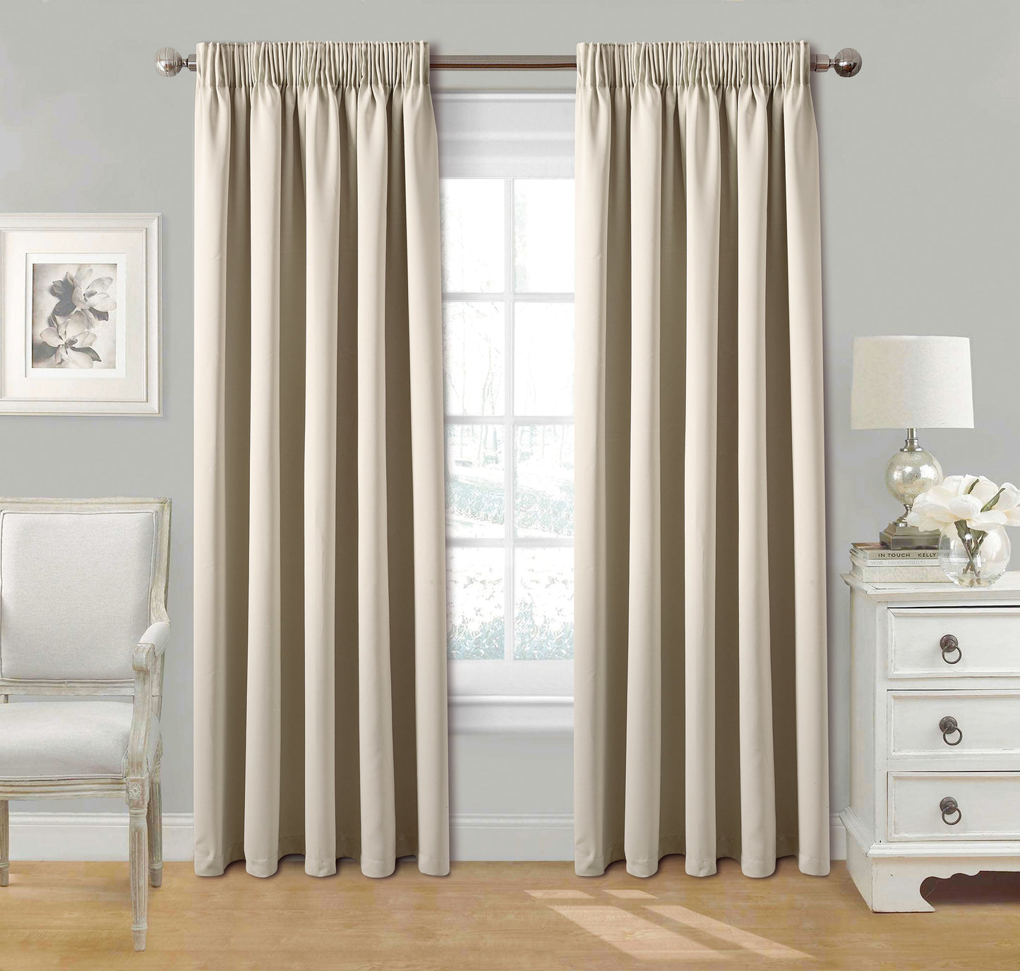 Blackout Pencil pleat CREAM COLOUR Curtains