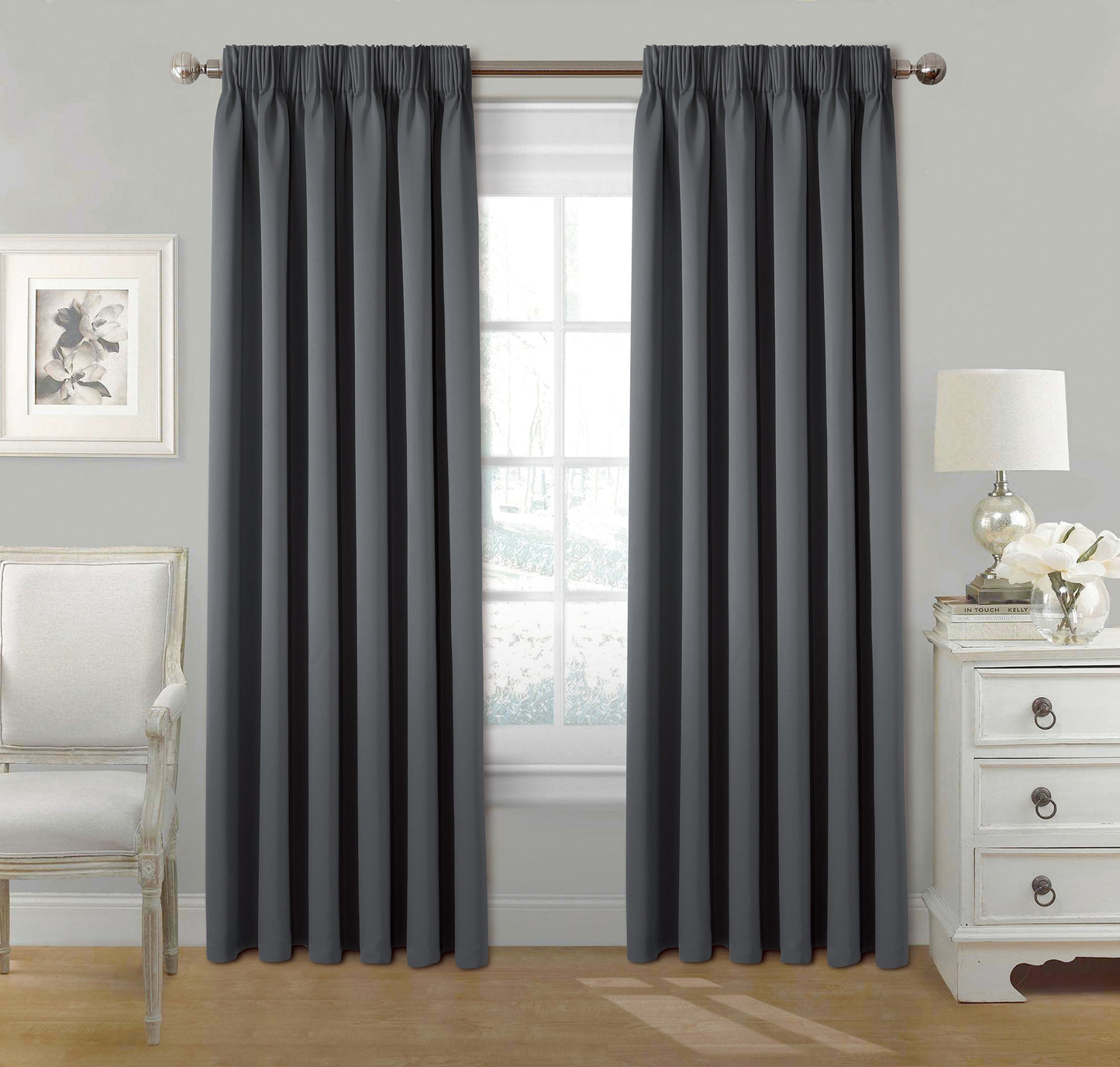 Blackout Pencil pleat SILVER COLOUR Curtains