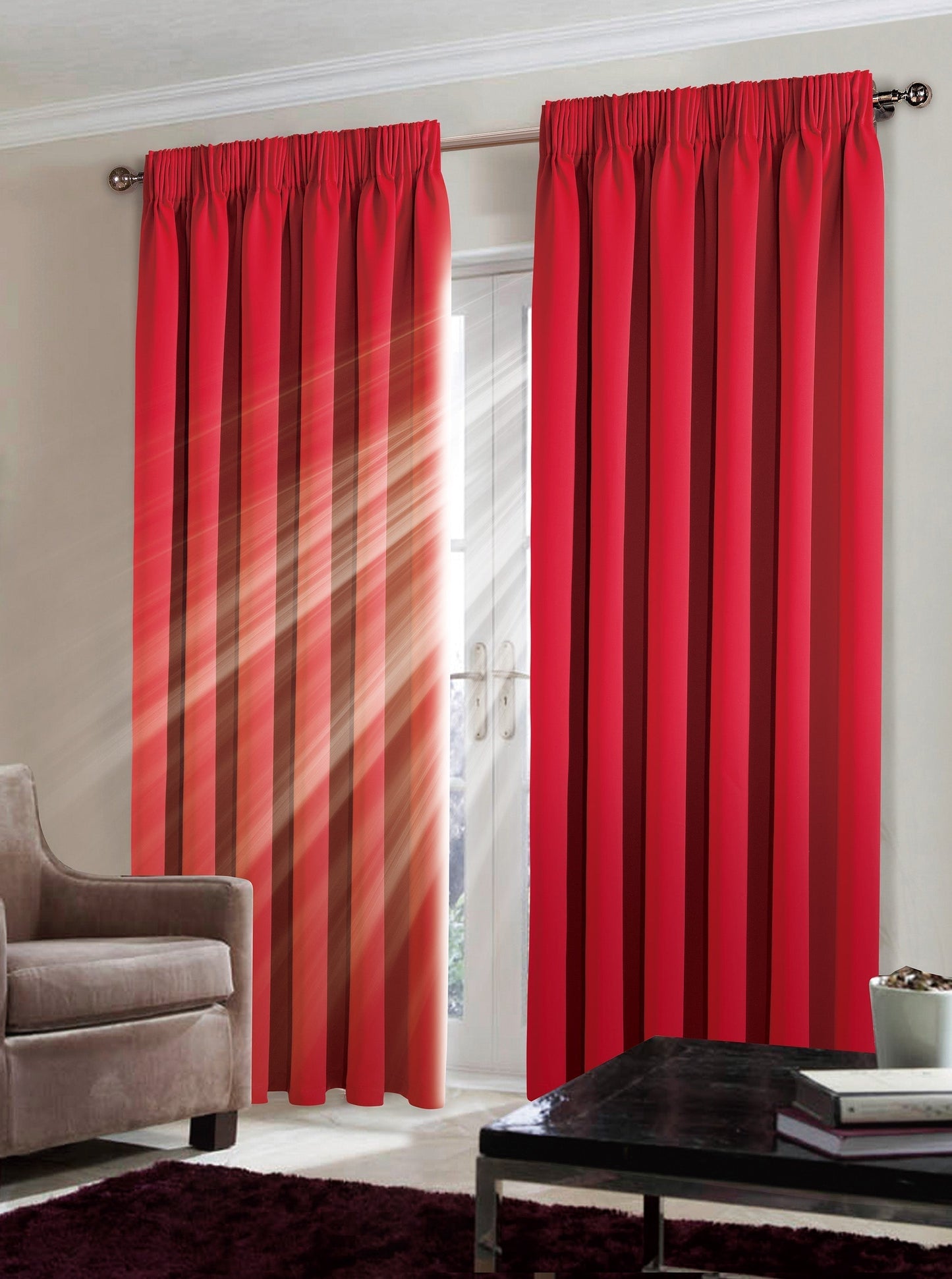 Blackout Pencil pleat SILVER COLOUR Curtains