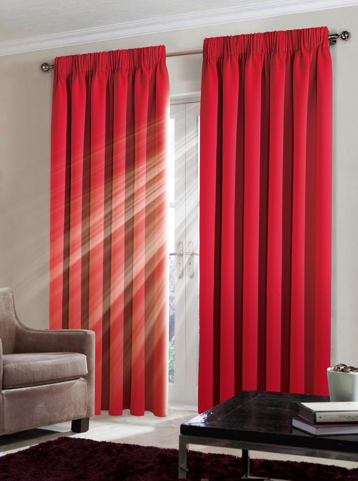 Blackout Pencil pleat GREY COLOUR Curtains