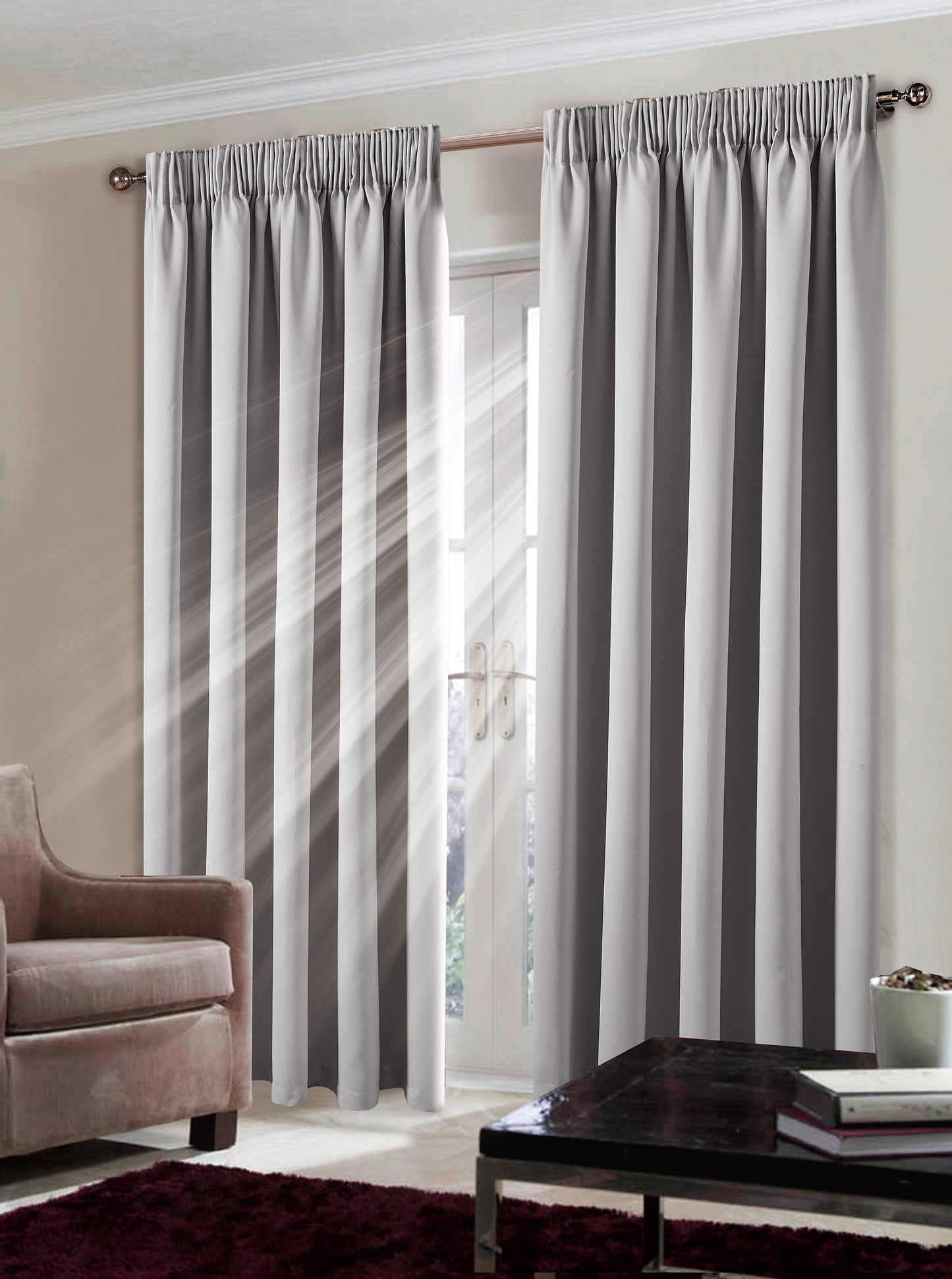 Blackout Pencil pleat CREAM COLOUR Curtains